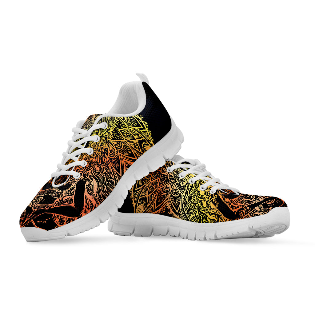 Spiritual Girl Mandala Print White Sneakers