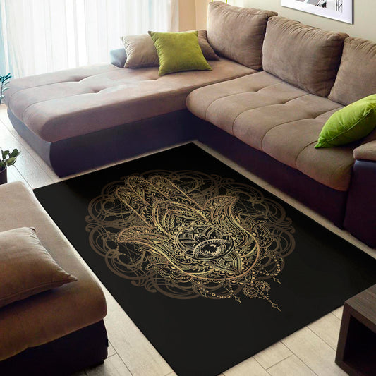 Spiritual Hamsa Hand Of Fatima Print Area Rug