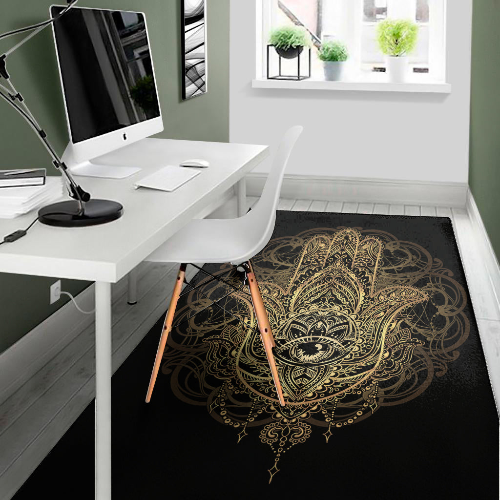 Spiritual Hamsa Hand Of Fatima Print Area Rug
