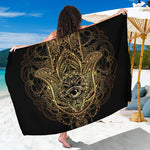 Spiritual Hamsa Hand Of Fatima Print Beach Sarong Wrap