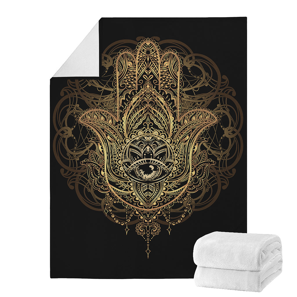 Spiritual Hamsa Hand Of Fatima Print Blanket