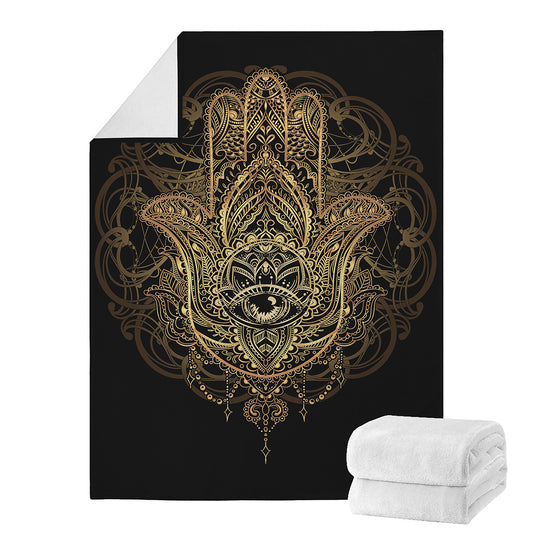 Spiritual Hamsa Hand Of Fatima Print Blanket