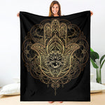 Spiritual Hamsa Hand Of Fatima Print Blanket