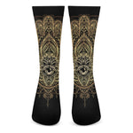Spiritual Hamsa Hand Of Fatima Print Crew Socks