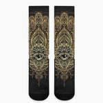 Spiritual Hamsa Hand Of Fatima Print Crew Socks