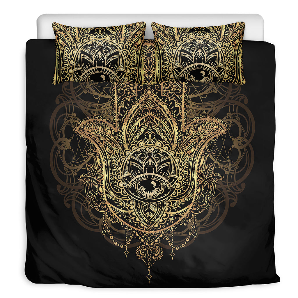 Spiritual Hamsa Hand Of Fatima Print Duvet Cover Bedding Set
