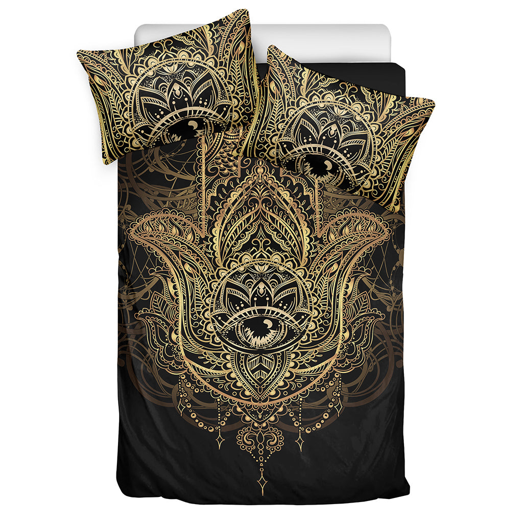 Spiritual Hamsa Hand Of Fatima Print Duvet Cover Bedding Set