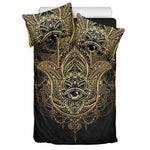 Spiritual Hamsa Hand Of Fatima Print Duvet Cover Bedding Set