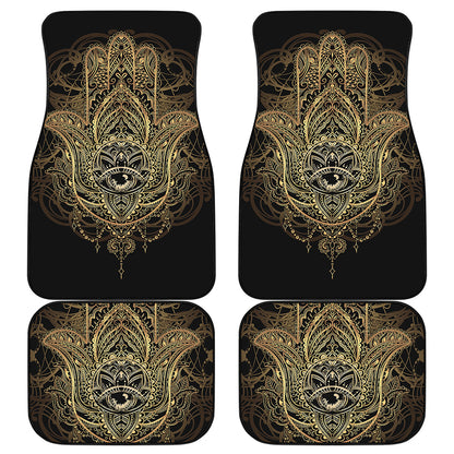 Spiritual Hamsa Hand Of Fatima Print Front and Back Car Floor Mats