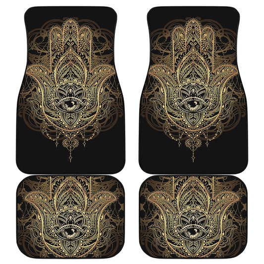 Spiritual Hamsa Hand Of Fatima Print Front and Back Car Floor Mats