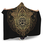 Spiritual Hamsa Hand Of Fatima Print Hooded Blanket