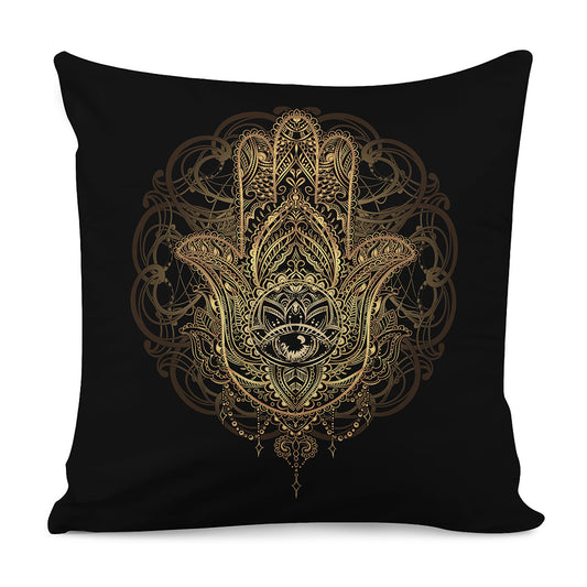 Spiritual Hamsa Hand Of Fatima Print Pillow Cover
