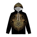 Spiritual Hamsa Hand Of Fatima Print Pullover Hoodie