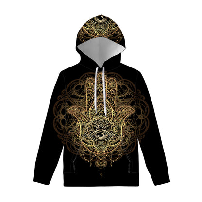 Spiritual Hamsa Hand Of Fatima Print Pullover Hoodie