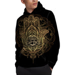Spiritual Hamsa Hand Of Fatima Print Pullover Hoodie