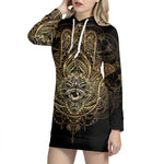 Spiritual Hamsa Hand Of Fatima Print Pullover Hoodie Dress