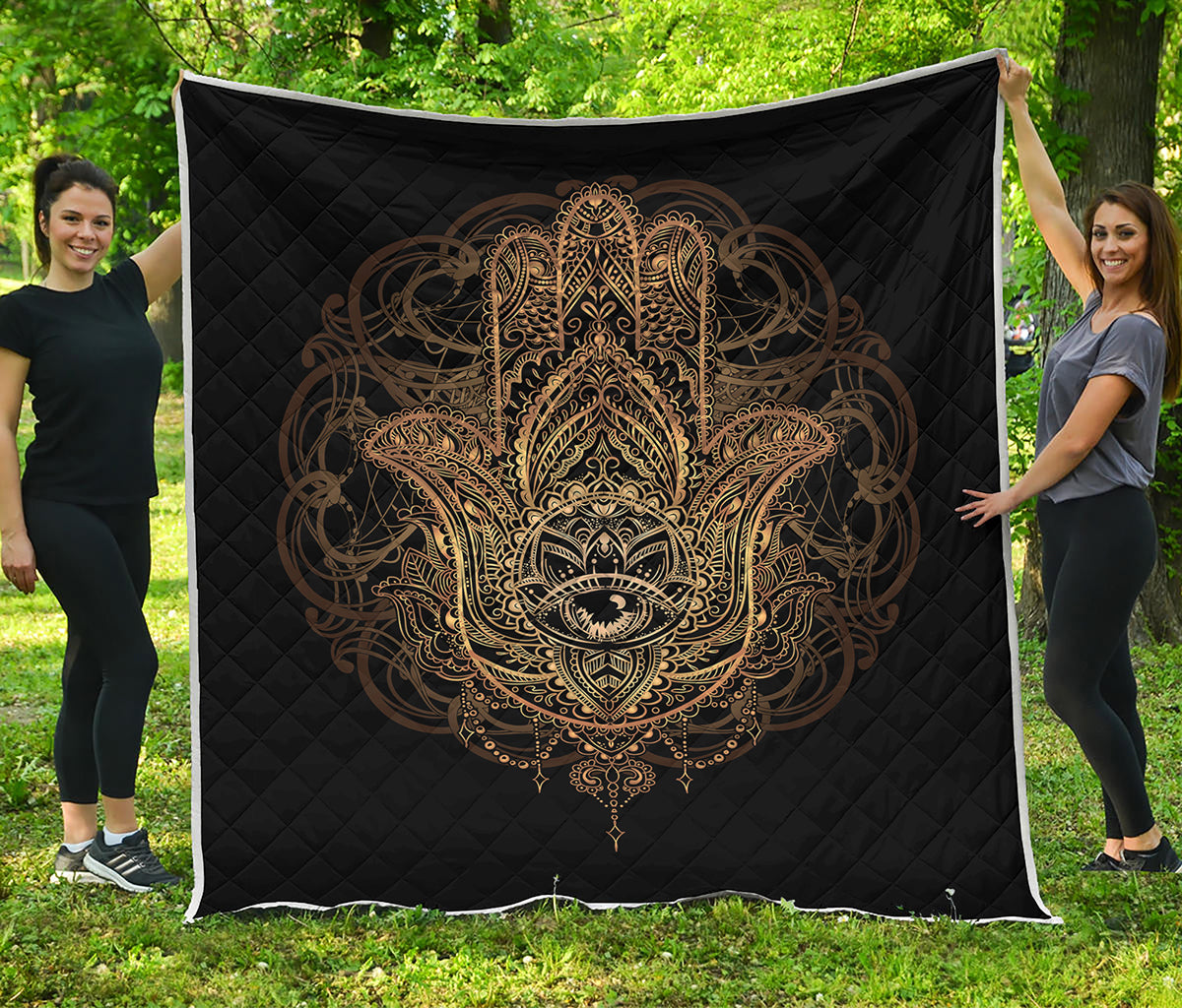 Spiritual Hamsa Hand Of Fatima Print Quilt