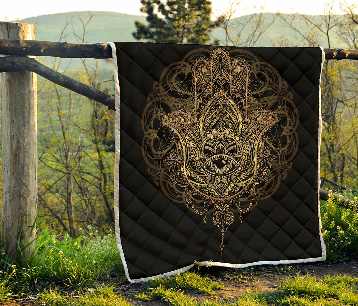 Spiritual Hamsa Hand Of Fatima Print Quilt