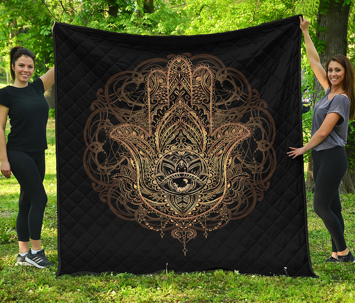 Spiritual Hamsa Hand Of Fatima Print Quilt