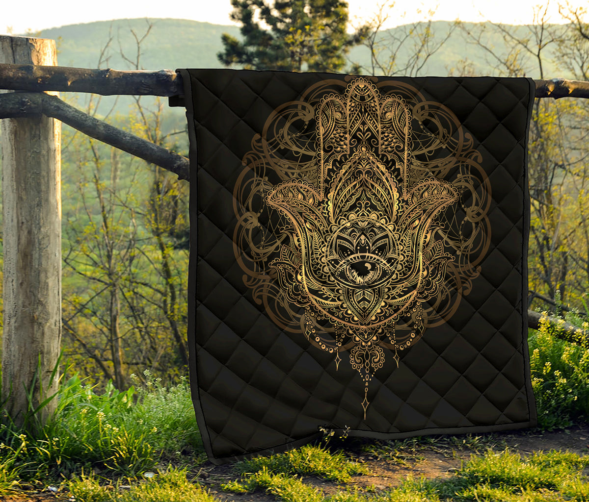 Spiritual Hamsa Hand Of Fatima Print Quilt