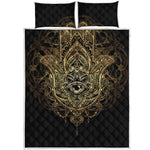 Spiritual Hamsa Hand Of Fatima Print Quilt Bed Set