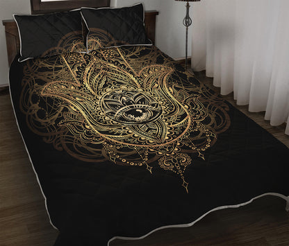 Spiritual Hamsa Hand Of Fatima Print Quilt Bed Set