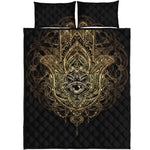 Spiritual Hamsa Hand Of Fatima Print Quilt Bed Set