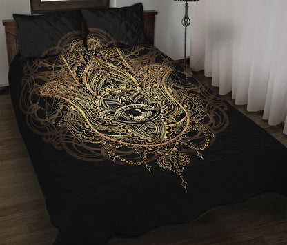 Spiritual Hamsa Hand Of Fatima Print Quilt Bed Set