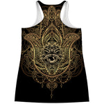Spiritual Hamsa Hand Of Fatima Print Women's Racerback Tank Top