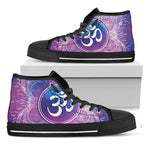 Spiritual Om Mandala Print Black High Top Shoes