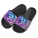 Spiritual Om Mandala Print Black Slide Sandals