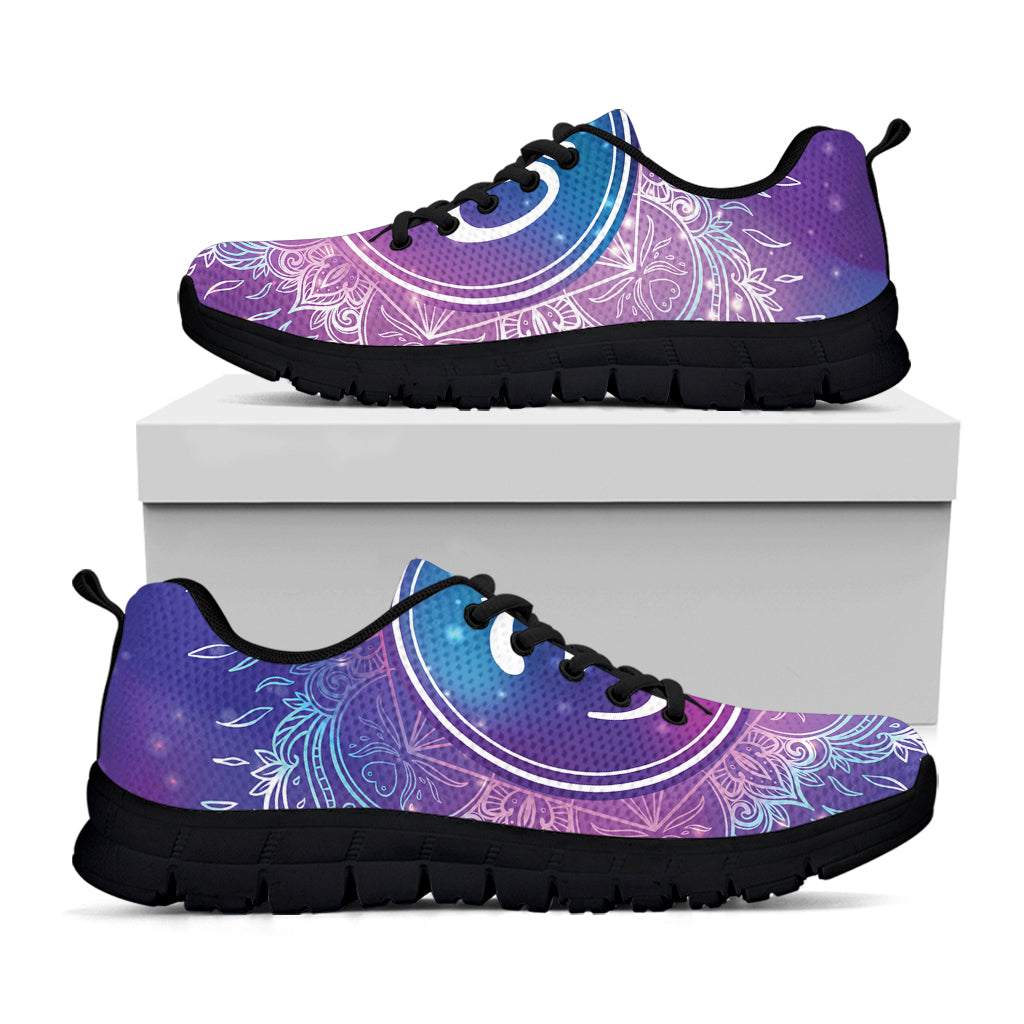 Spiritual Om Mandala Print Black Sneakers