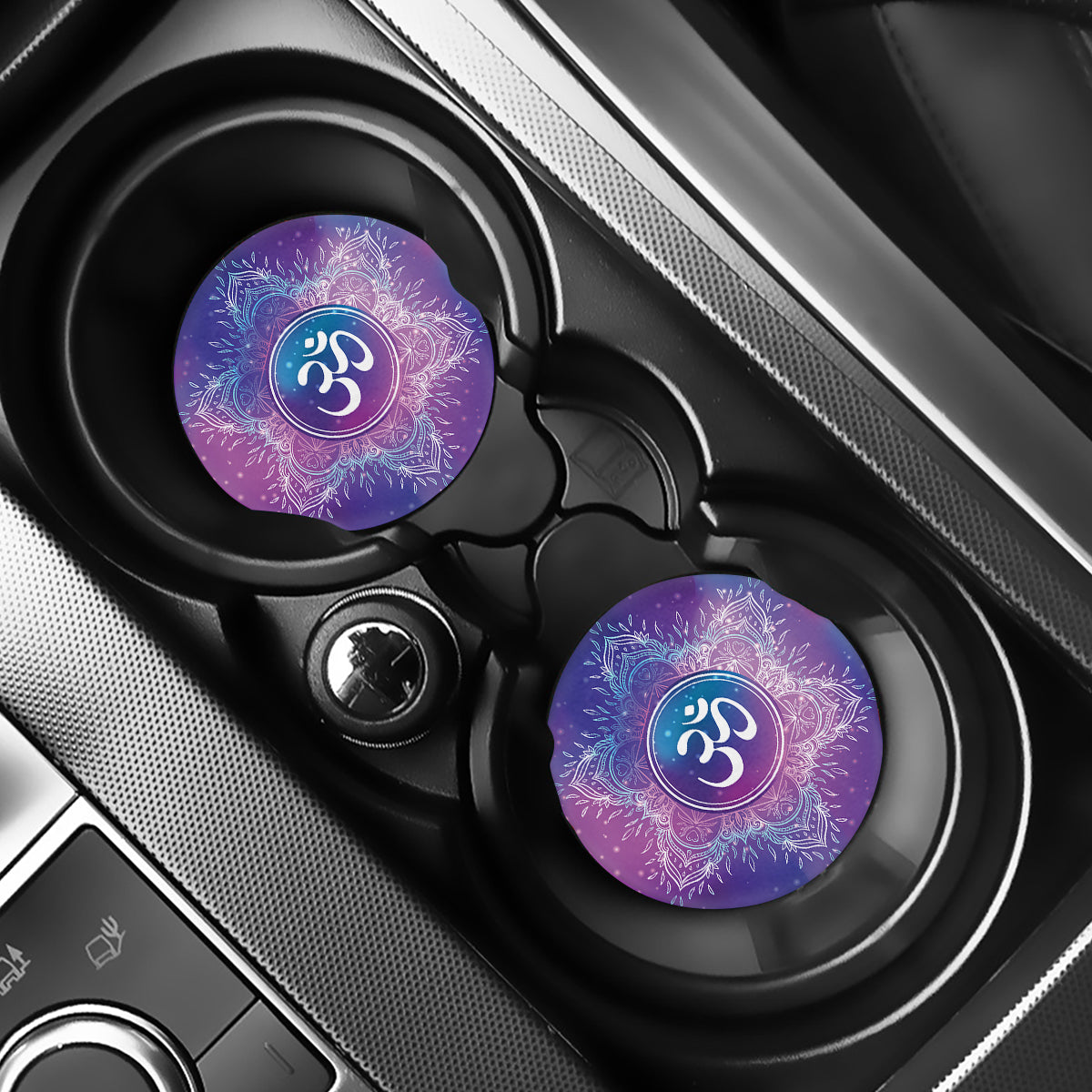 Spiritual Om Mandala Print Car Coasters