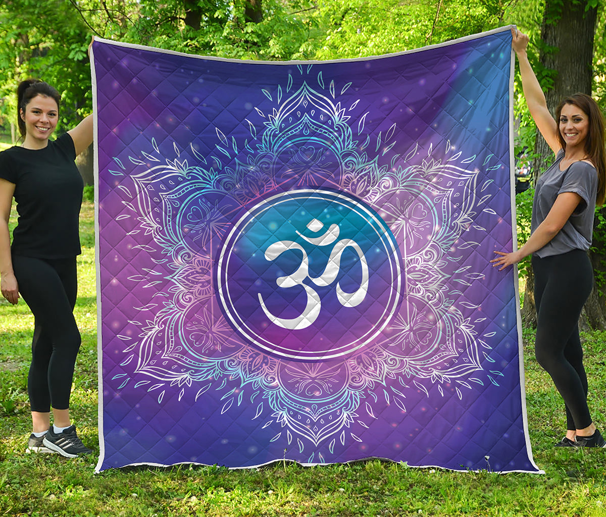 Spiritual Om Mandala Print Quilt