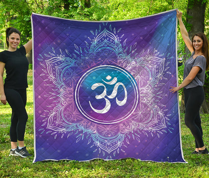 Spiritual Om Mandala Print Quilt