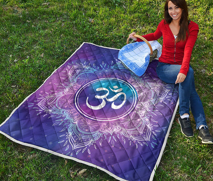 Spiritual Om Mandala Print Quilt