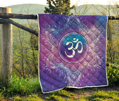 Spiritual Om Mandala Print Quilt