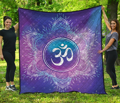 Spiritual Om Mandala Print Quilt