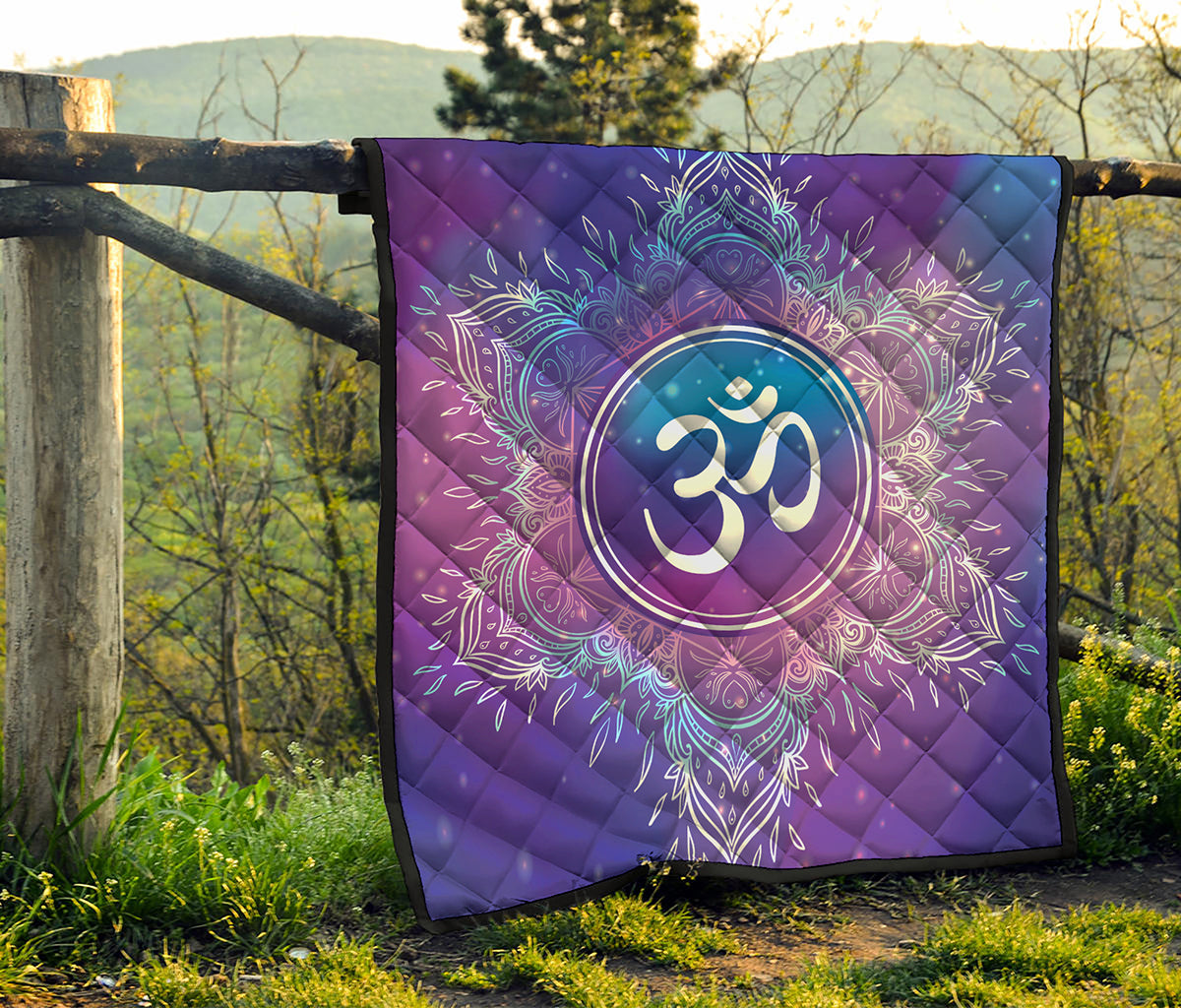 Spiritual Om Mandala Print Quilt