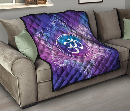 Spiritual Om Mandala Print Quilt