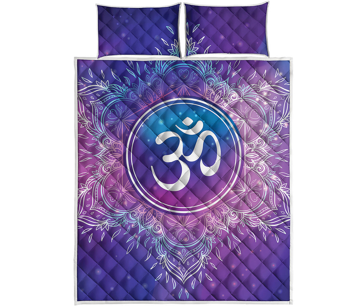 Spiritual Om Mandala Print Quilt Bed Set
