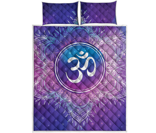 Spiritual Om Mandala Print Quilt Bed Set