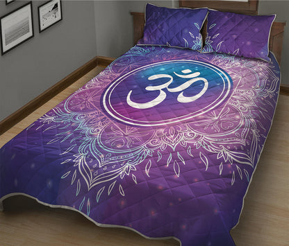 Spiritual Om Mandala Print Quilt Bed Set