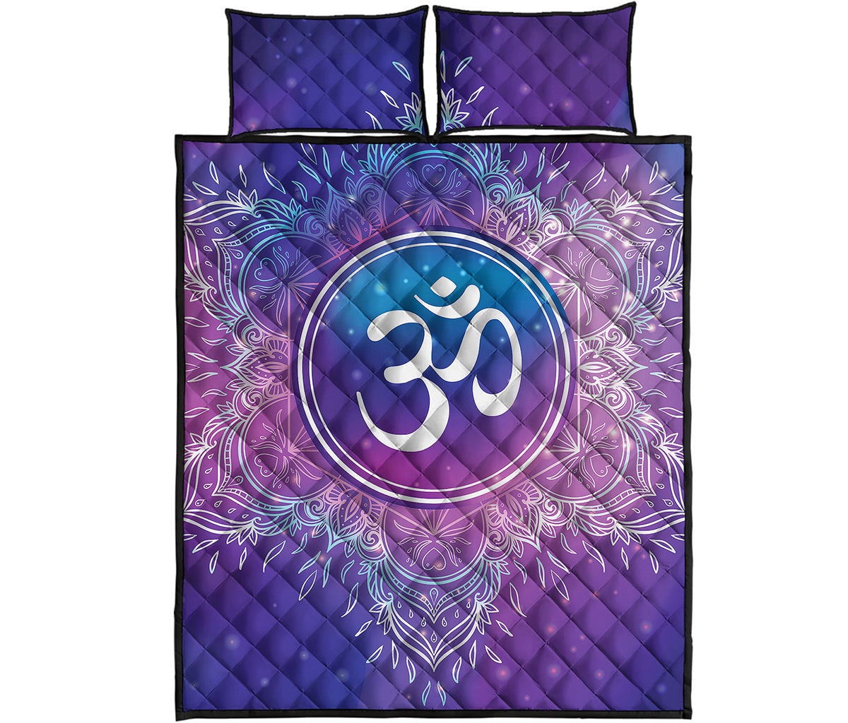 Spiritual Om Mandala Print Quilt Bed Set