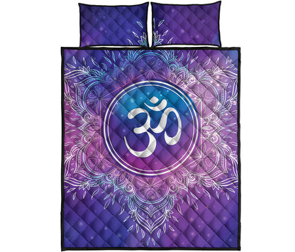 Spiritual Om Mandala Print Quilt Bed Set