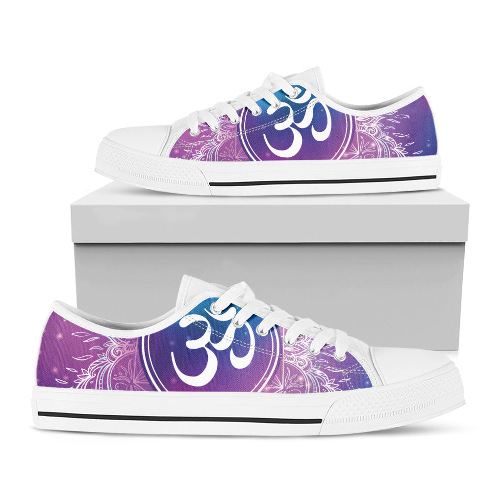 Spiritual Om Mandala Print White Low Top Shoes