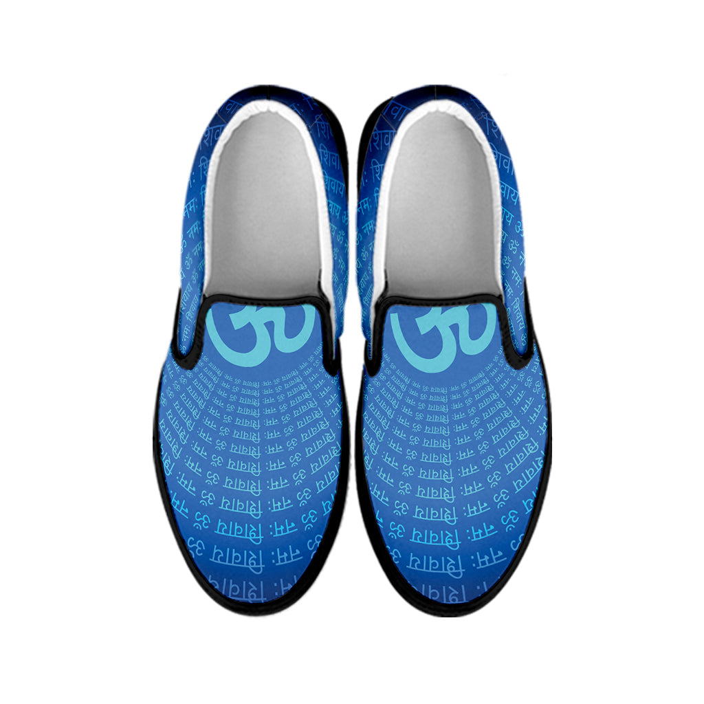 Spiritual Om Sign Print Black Slip On Shoes