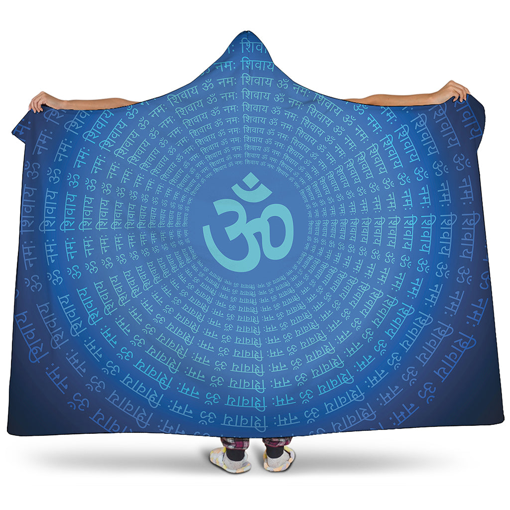 Spiritual Om Sign Print Hooded Blanket
