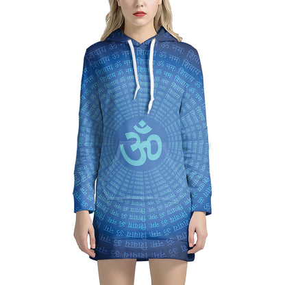 Spiritual Om Sign Print Pullover Hoodie Dress