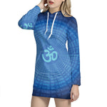 Spiritual Om Sign Print Pullover Hoodie Dress